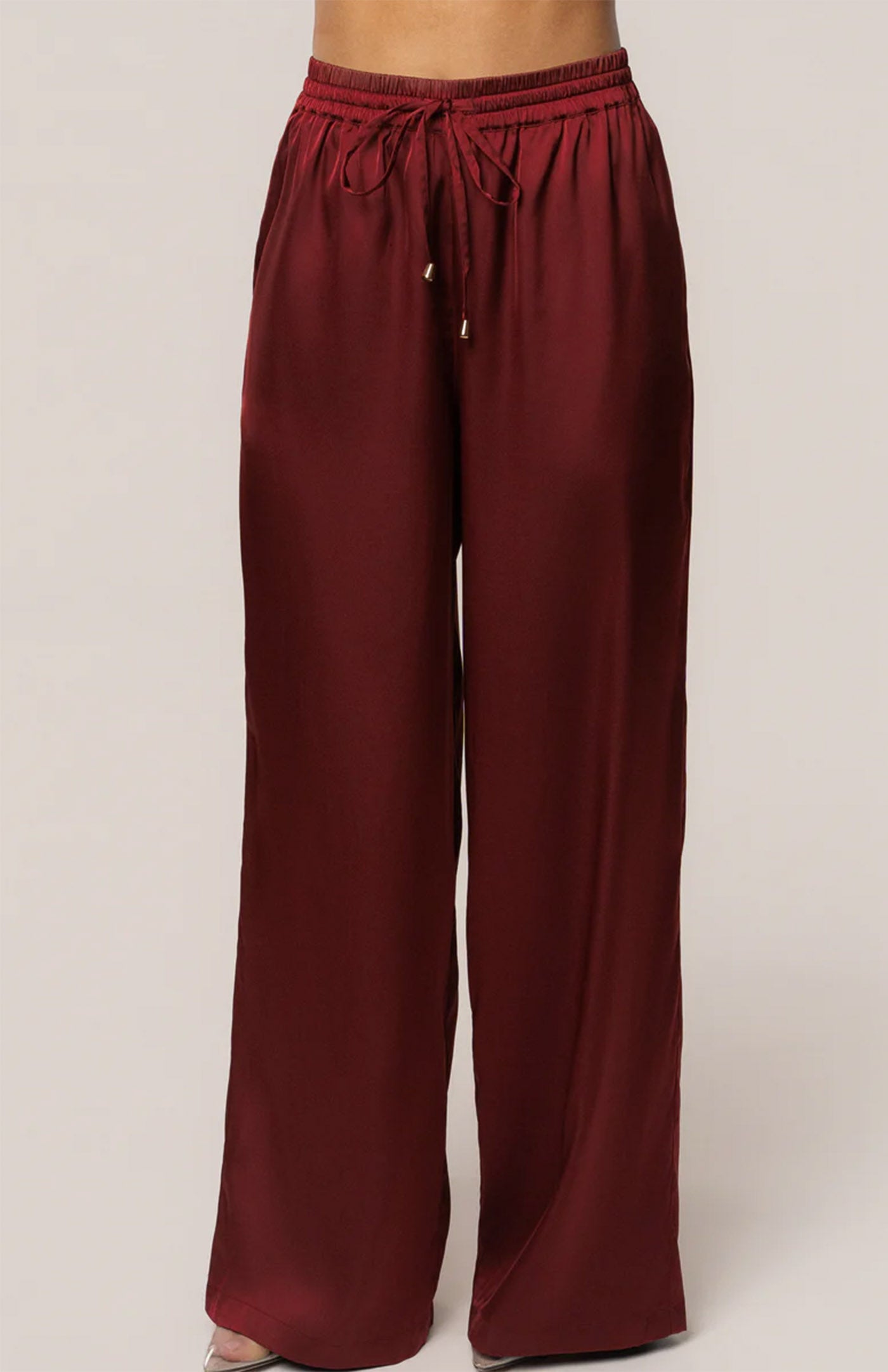 Burgundy Luxe | Tailored Satin Button-Down Co-Ord