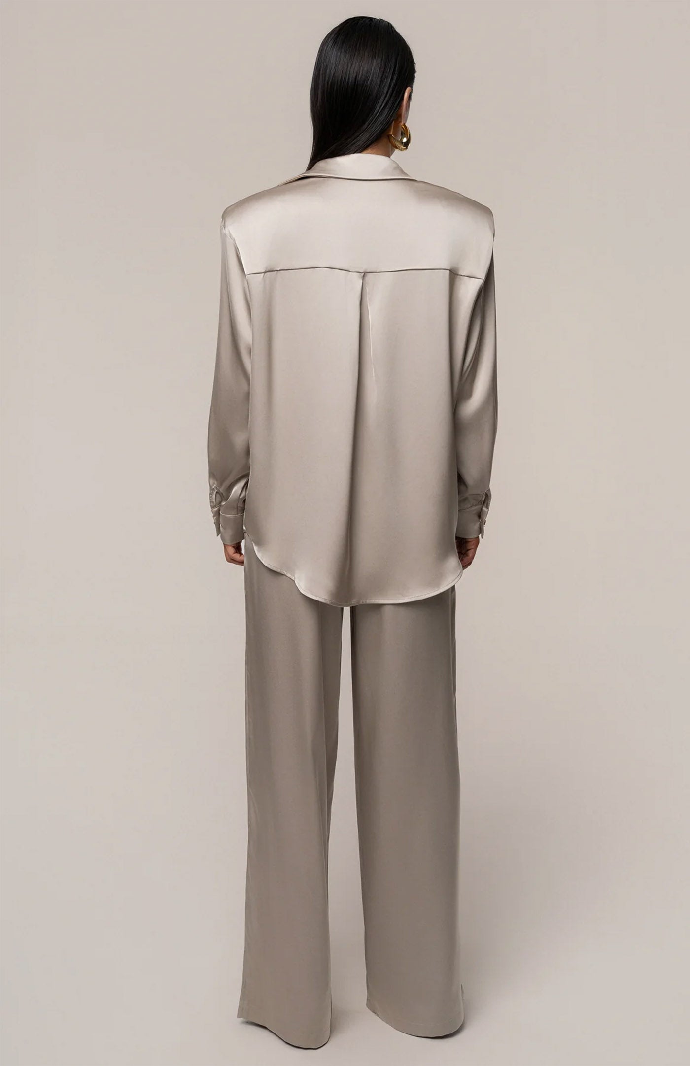 Champagne Dynasty | Tailored Satin Button-Down Co-Ord