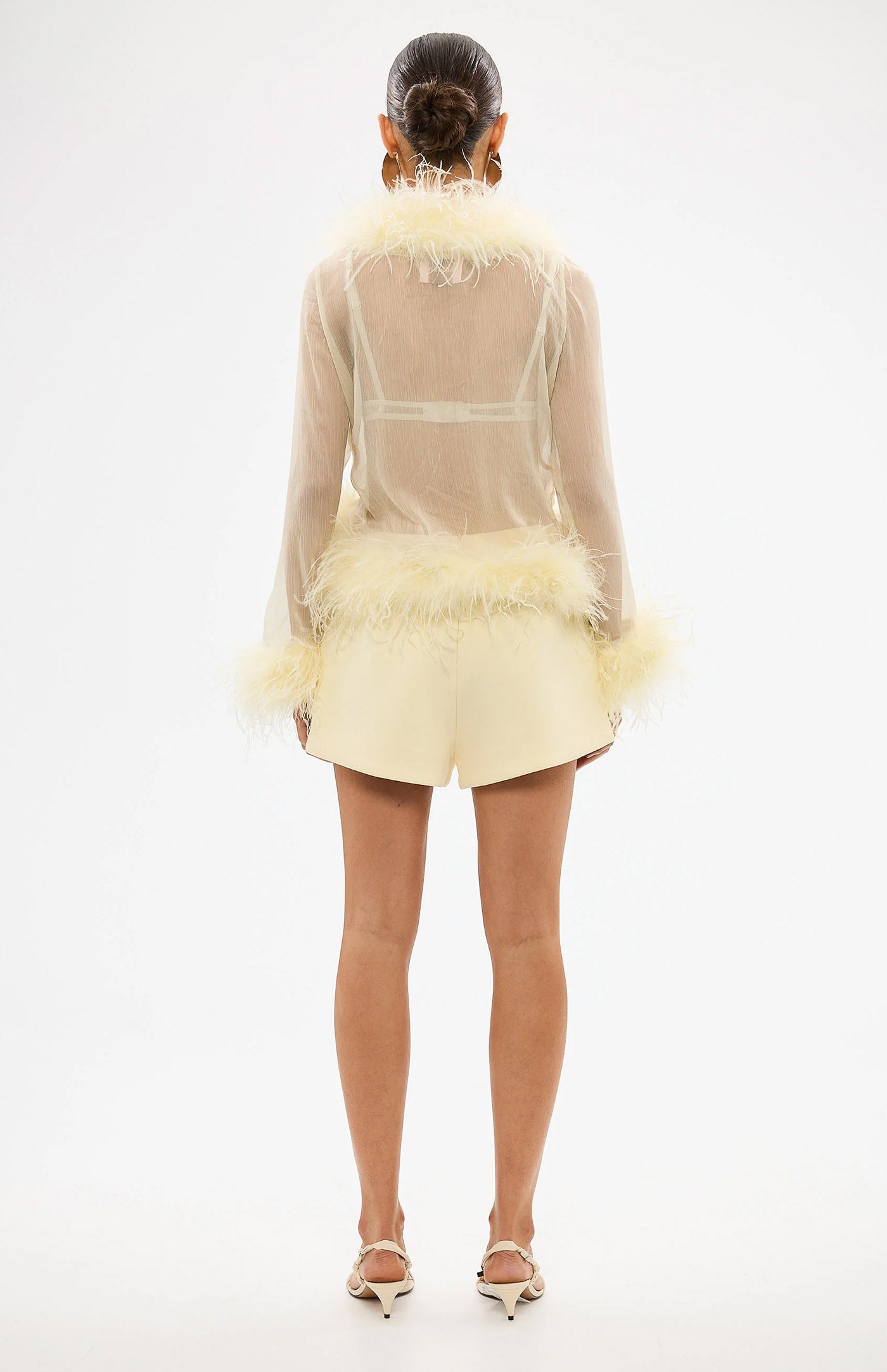 The Gaga Sheer Feather Yellow | Ostrich Feather Top