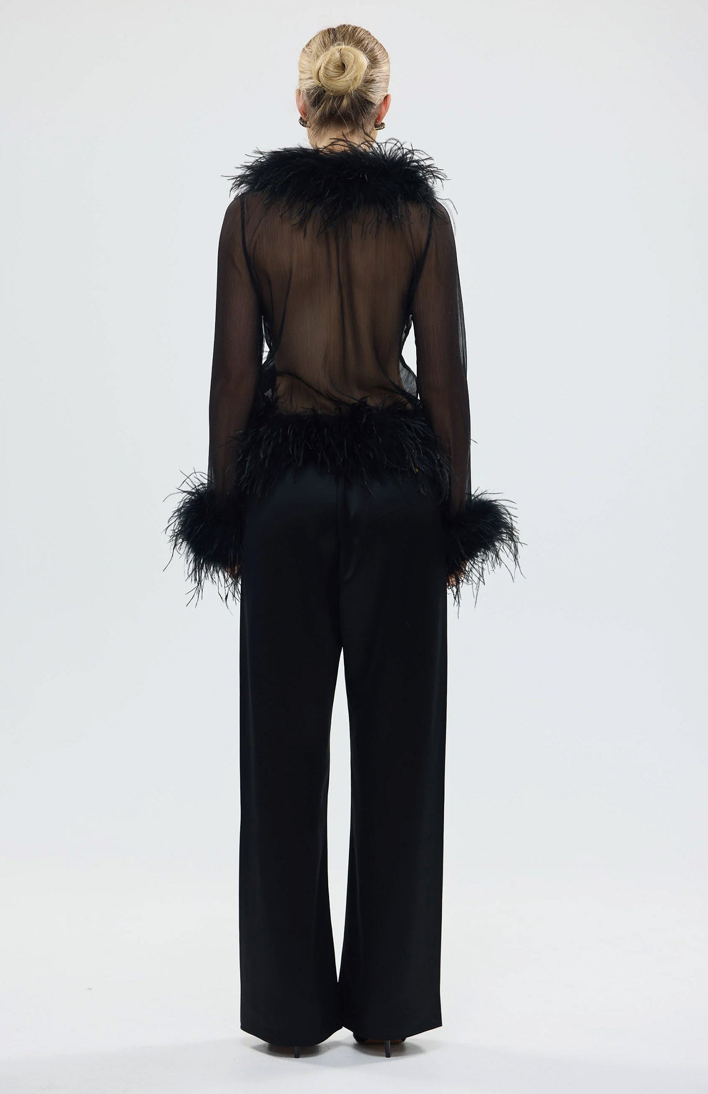 The Gaga Sheer Feather Black | Ostrich Feather Top