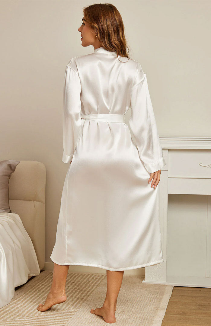 North Star | White Luxe Satin Wrap Robe