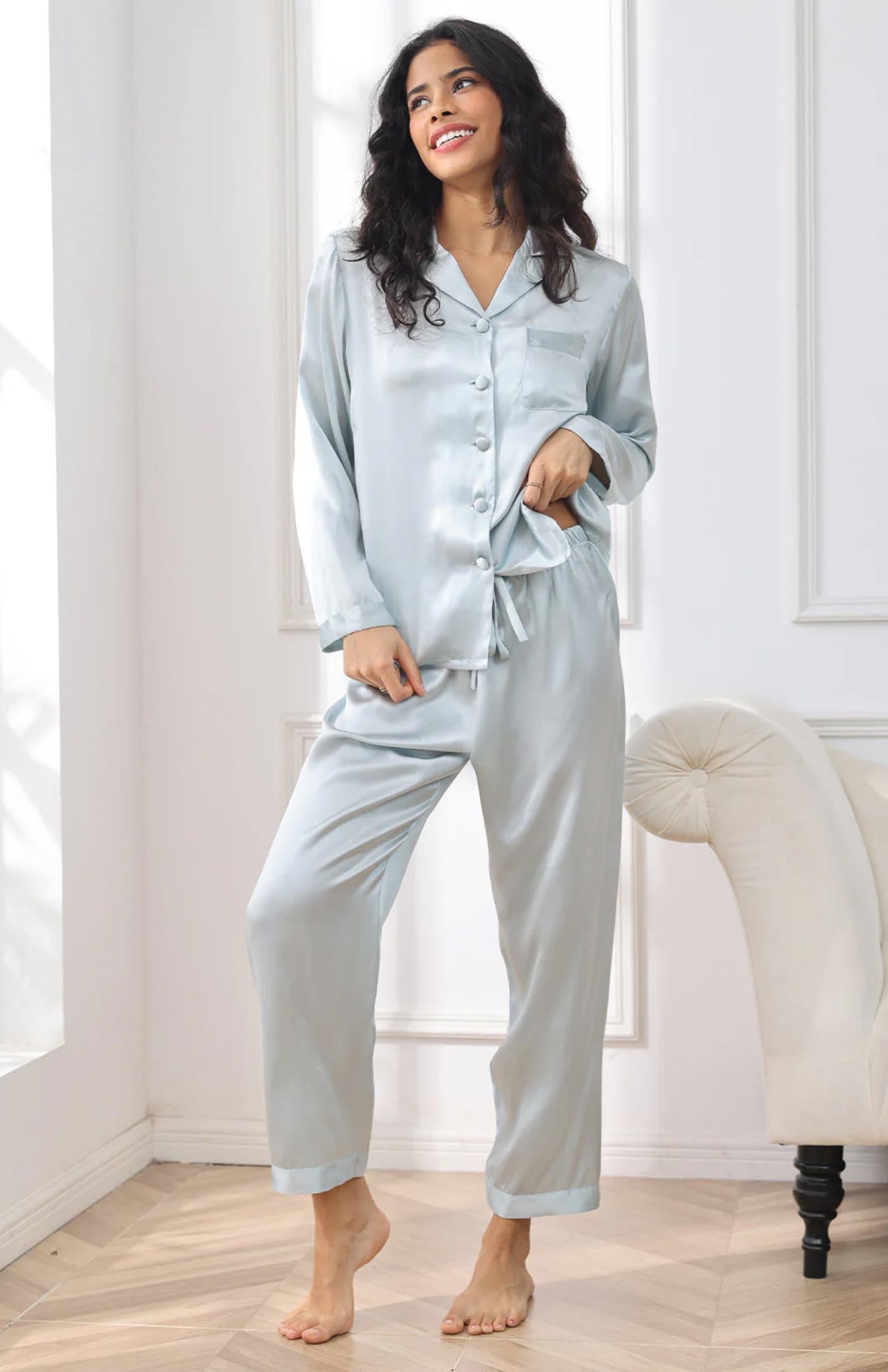 Baby Blue | Satin Loungewear Set Women