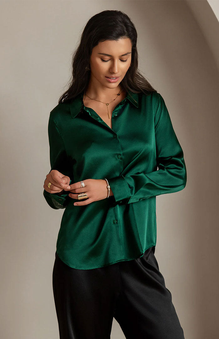 Glorious Green | Classic Satin Shirt