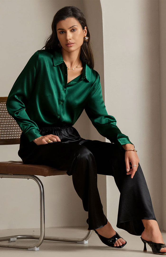 Glorious Green | Classic Satin Shirt