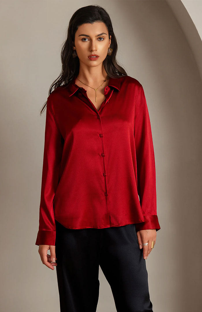 Rare Red | Classic Satin Shirt