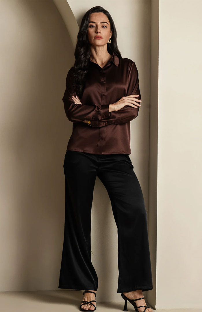 Coffee Brown | Classic Satin Shirt