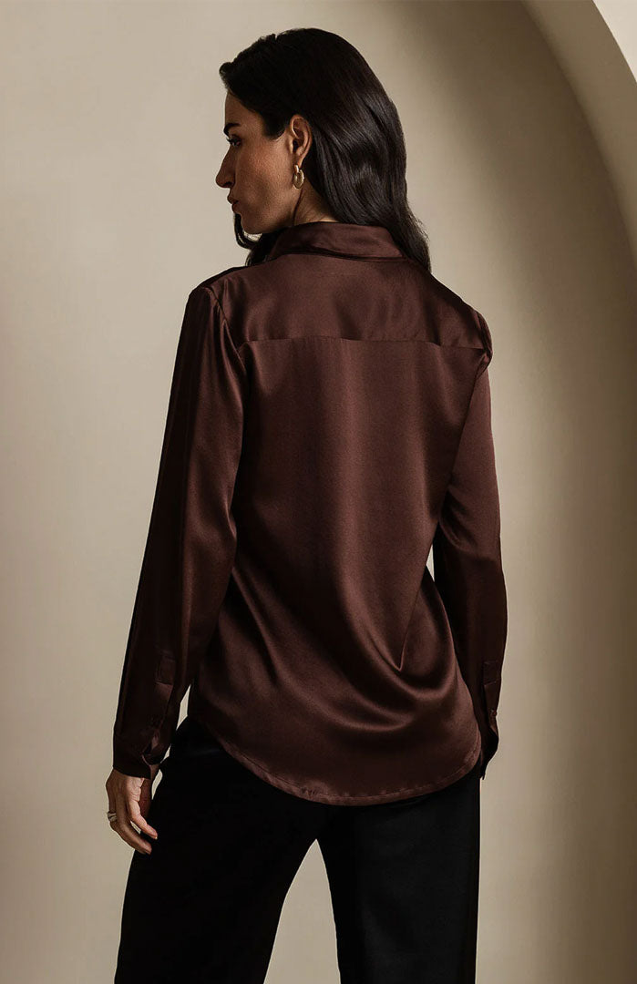 Coffee Brown | Classic Satin Shirt