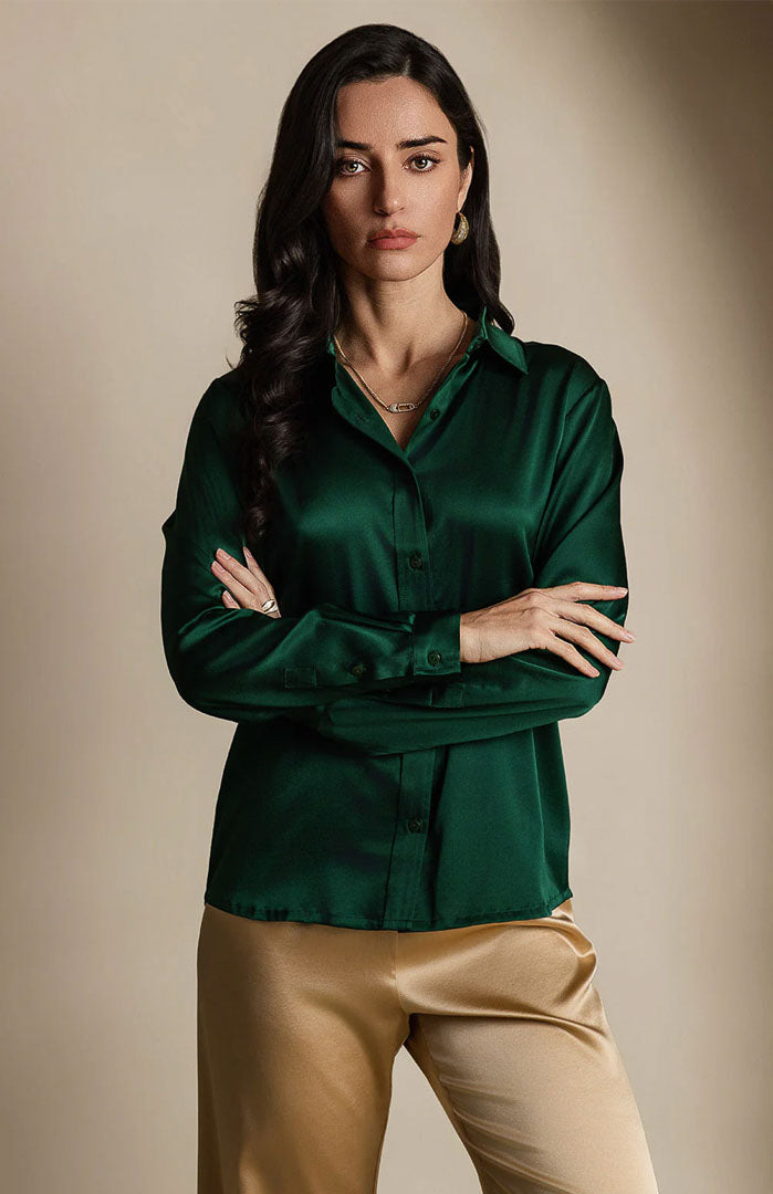 Green Matcha | Classic Satin Shirt