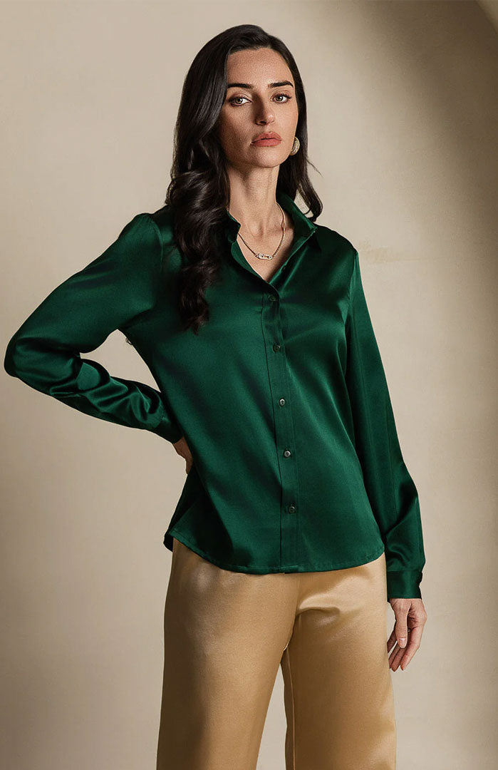 Green Matcha | Classic Satin Shirt