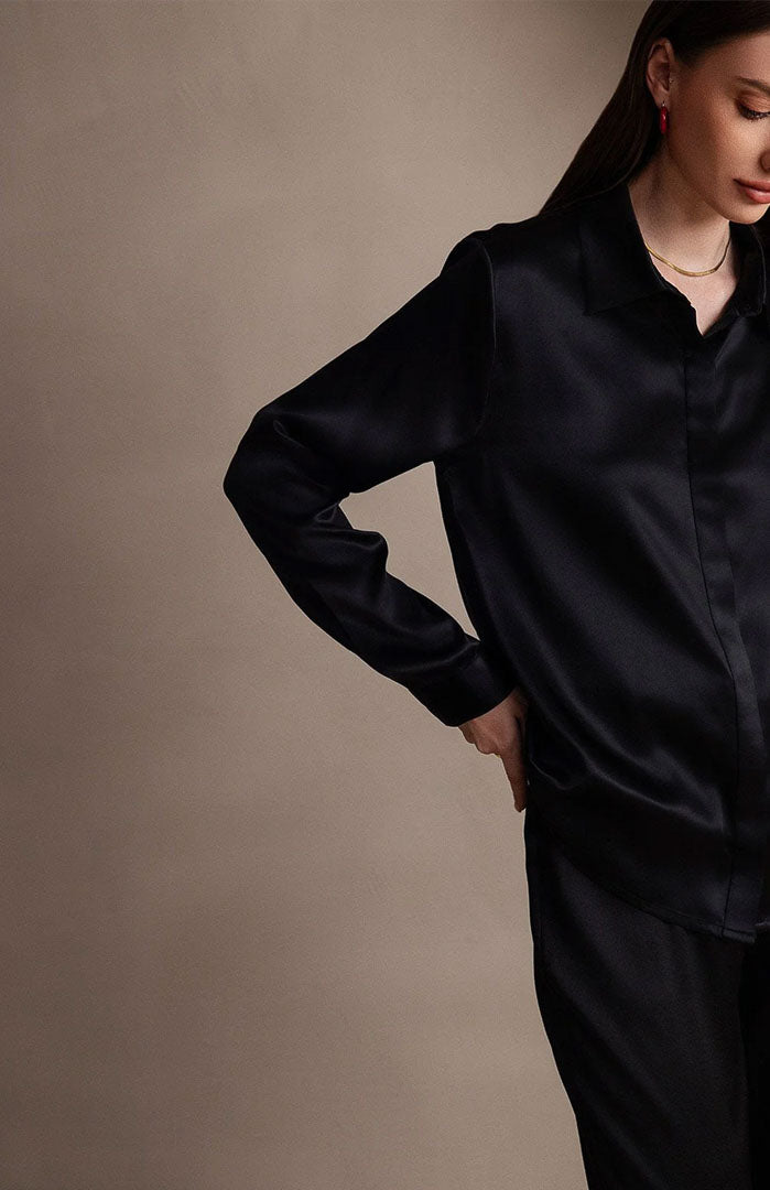 Black Berry | Classic Satin Shirt