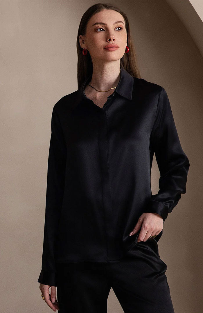 Black Berry | Classic Satin Shirt