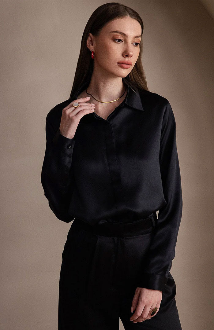 Black Berry | Classic Satin Shirt