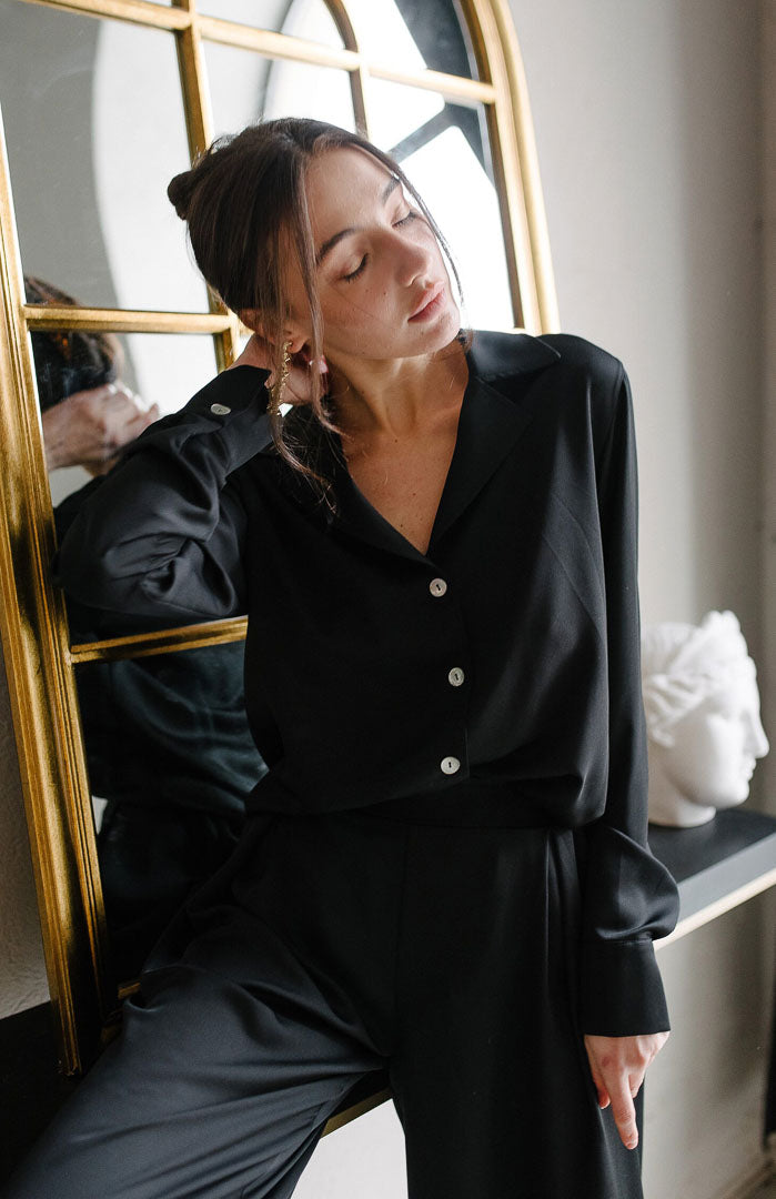 Midnight Muse | Luxury Black Satin Co-ord Nightwear