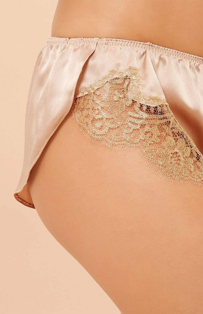 Champagne Whisper – Satin Lace Sleep Shorts for Woen