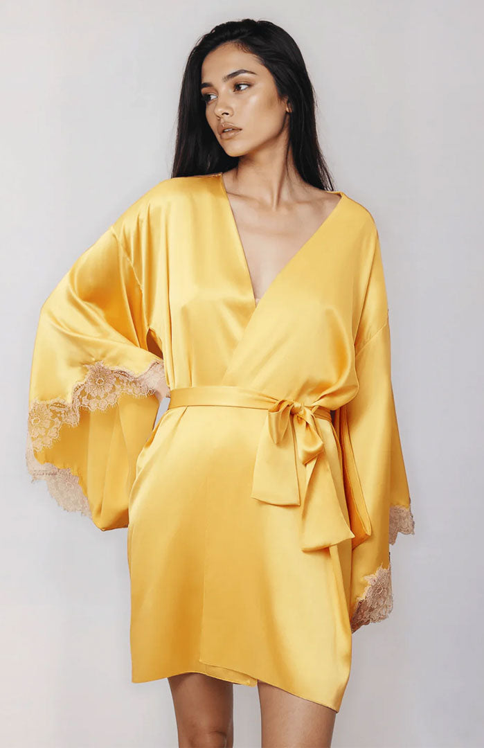 Gilded Desire – Luxury Satin Lace Robe for Women