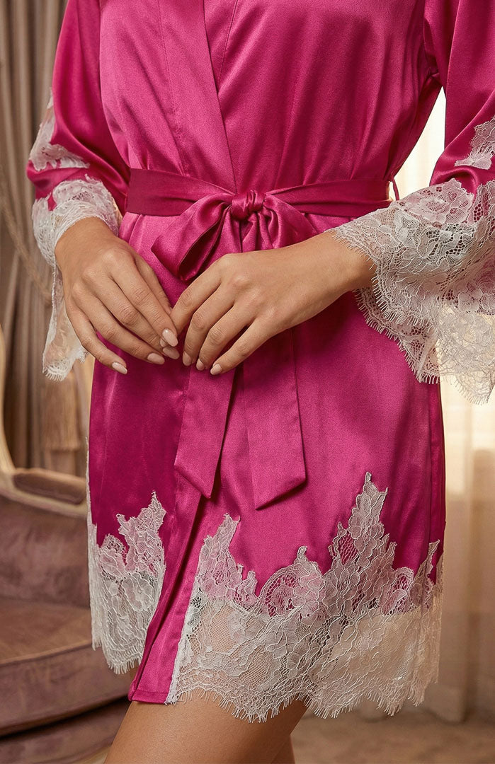Love in Blush –  Armani Satin Lace Robe