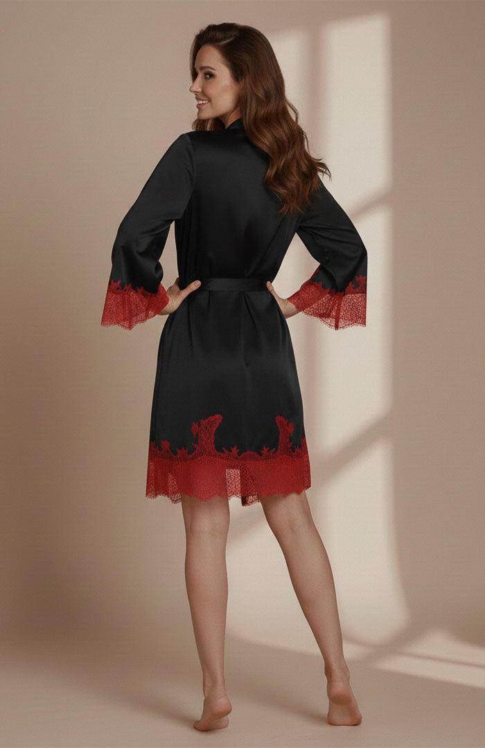 After Dark Rouge – Satin Lace Night Robe