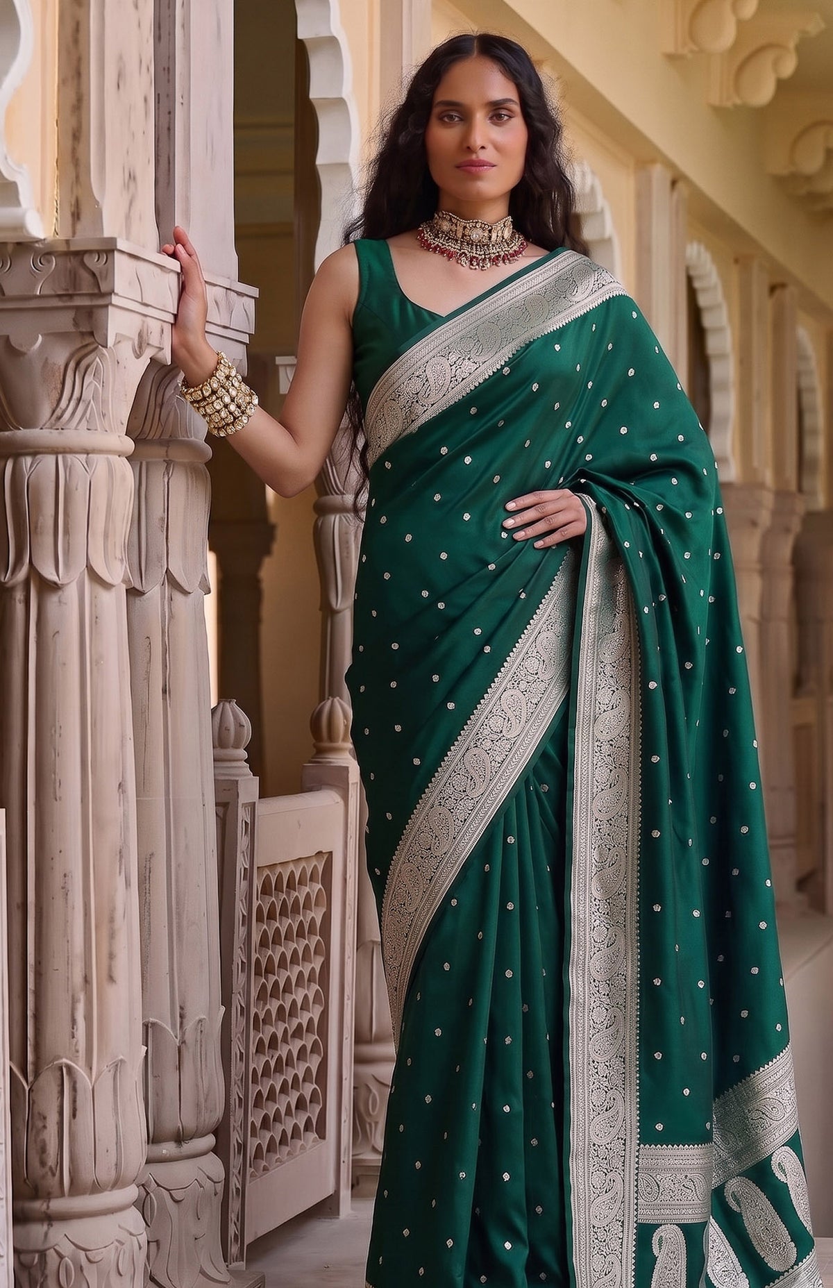 Rajkumari Vanshree | Handwoven Mashru Katan Banarasi Saree