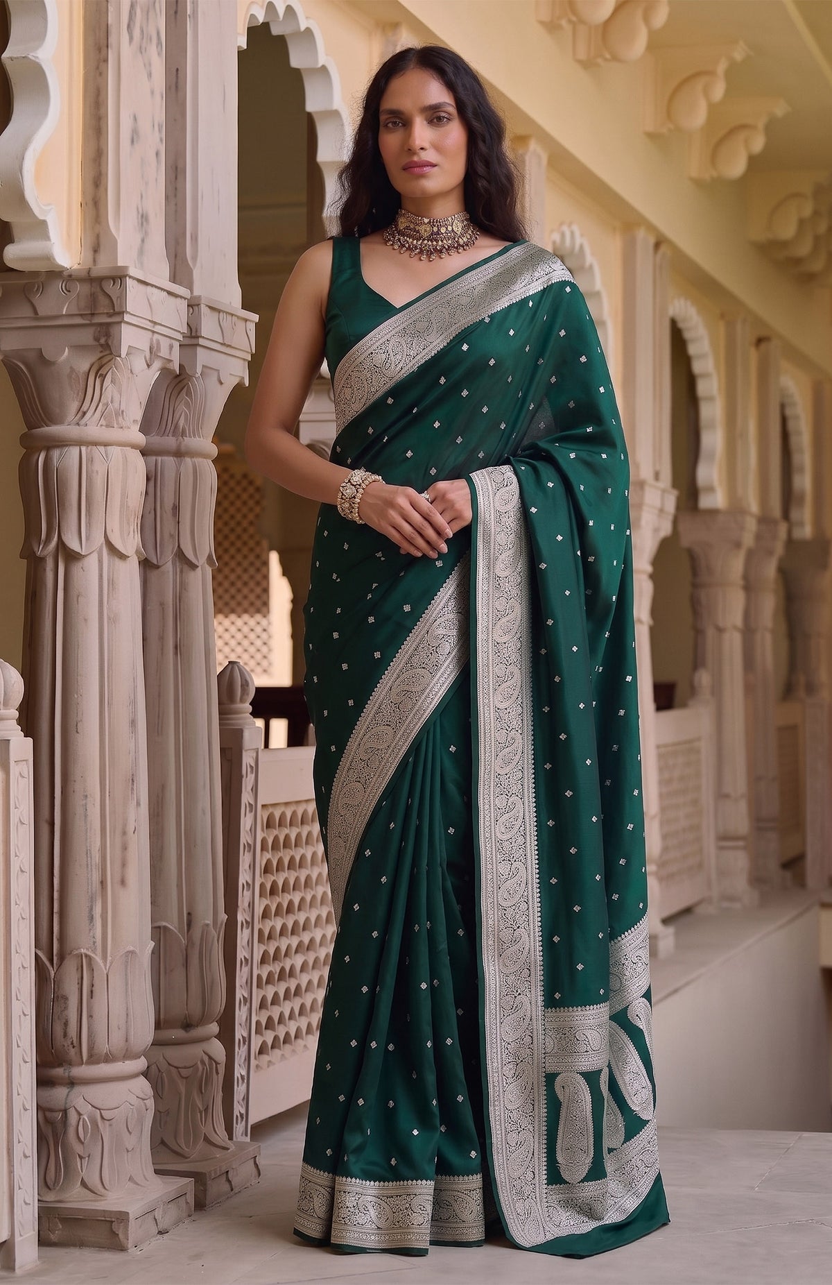 Rajkumari Vanshree | Handwoven Mashru Katan Banarasi Saree