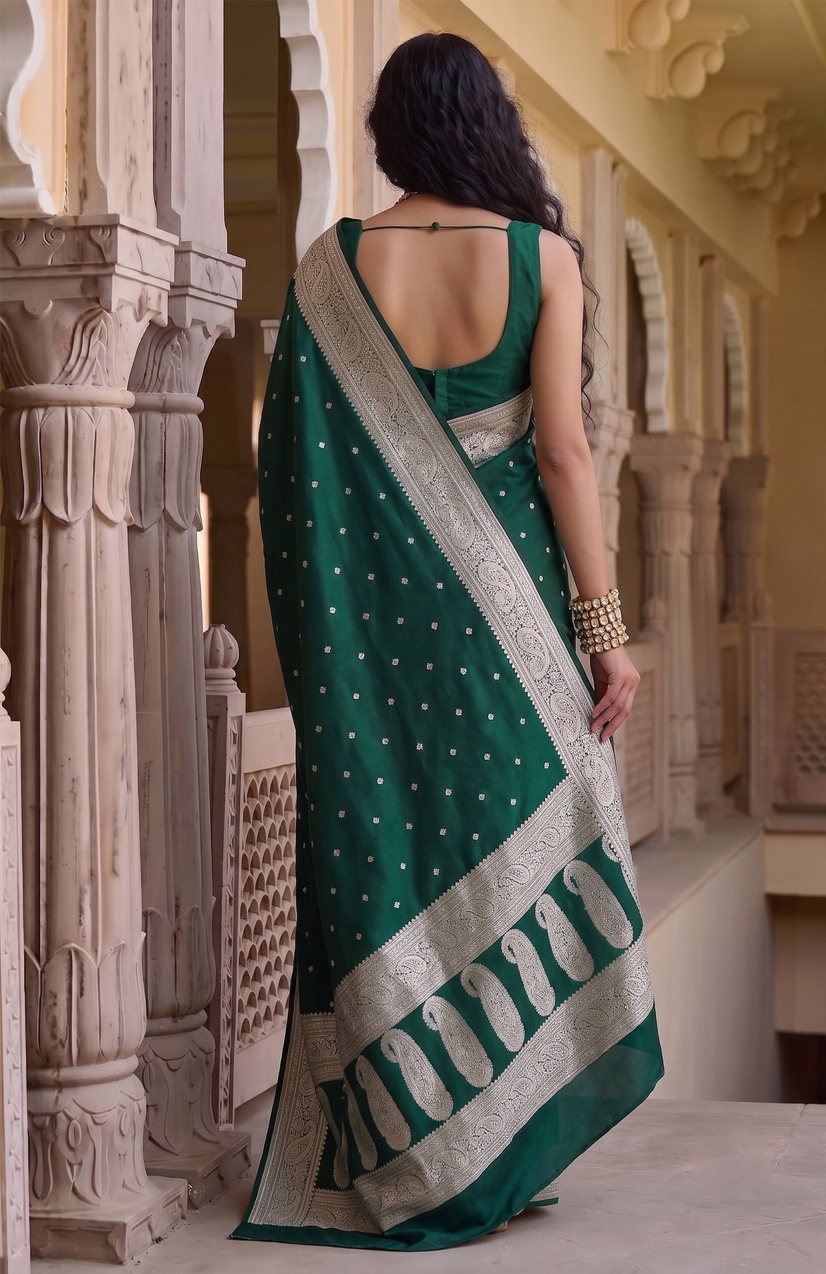 Rajkumari Vanshree | Handwoven Mashru Katan Banarasi Saree