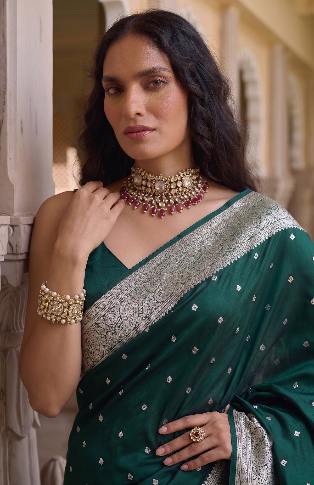 Rajkumari Vanshree | Handwoven Mashru Katan Banarasi Saree