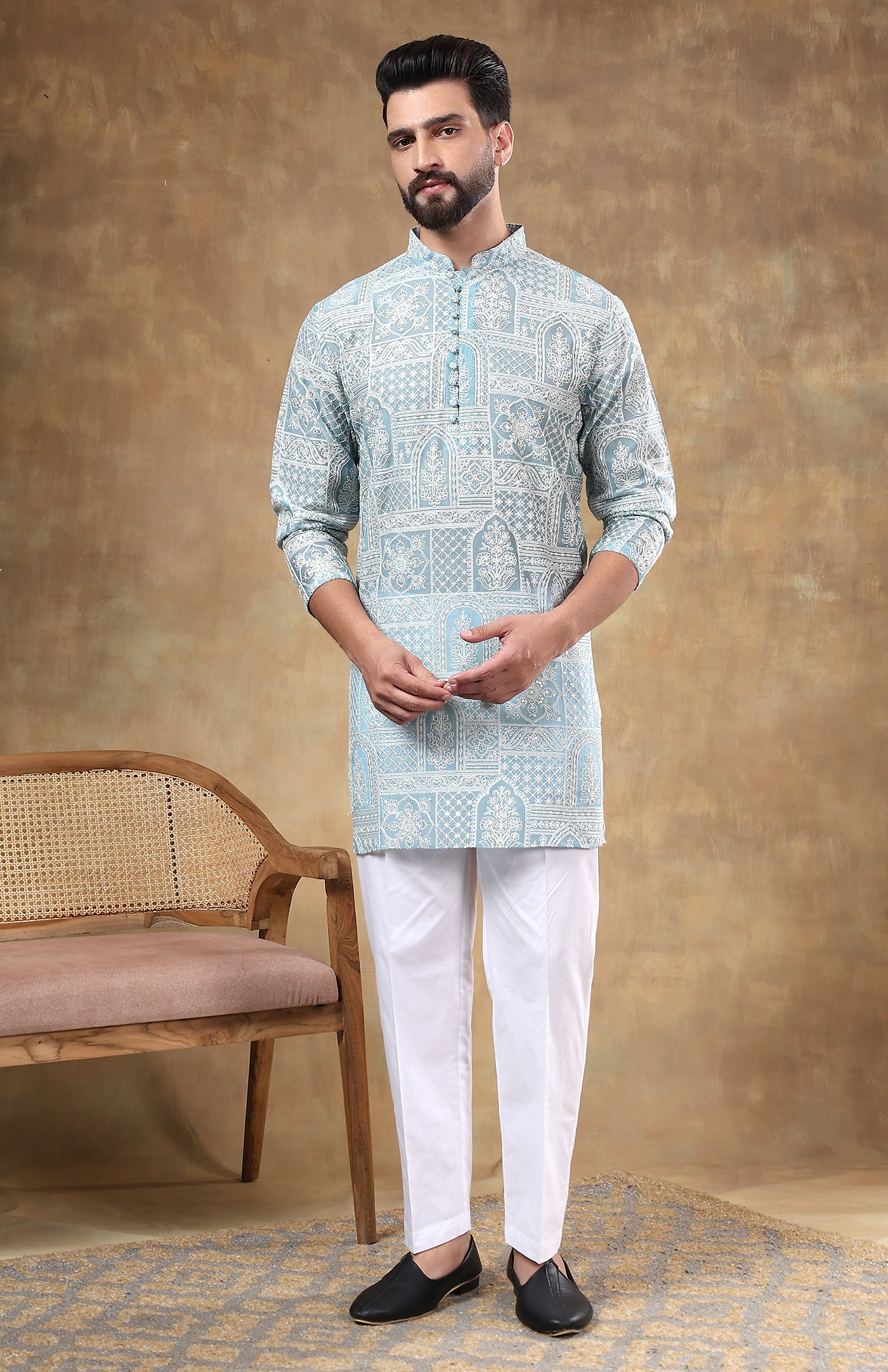Rangrez Blue | Chanderi Cotton Kurta
