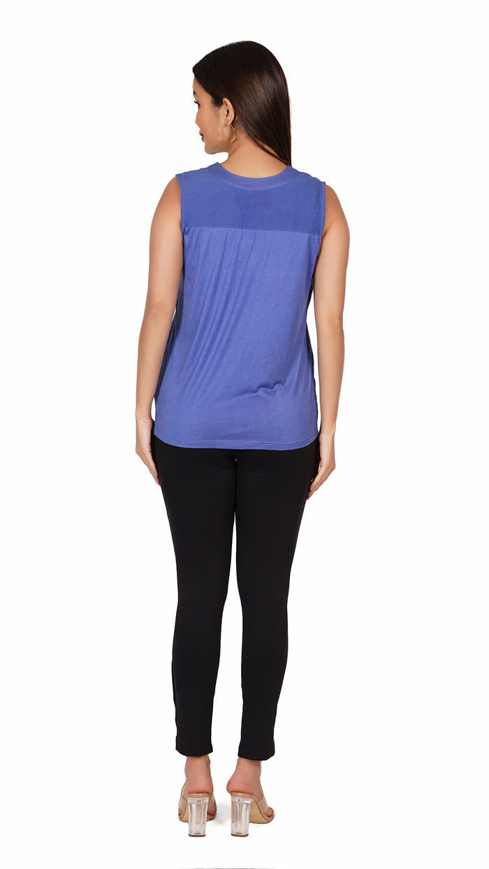 Products-Blue-_-Cotton-Solid-V-Neck-Sleeveless-Regular-Fit-Top-_-Schiffli-embroidery-1