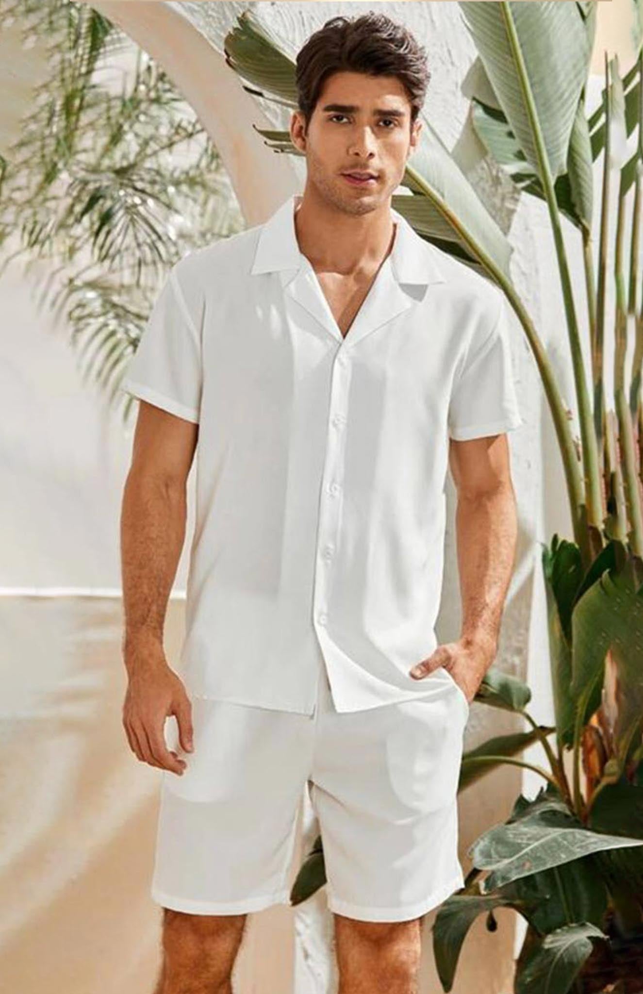 White Blanc Co-ord Set for Men | Luxeliv