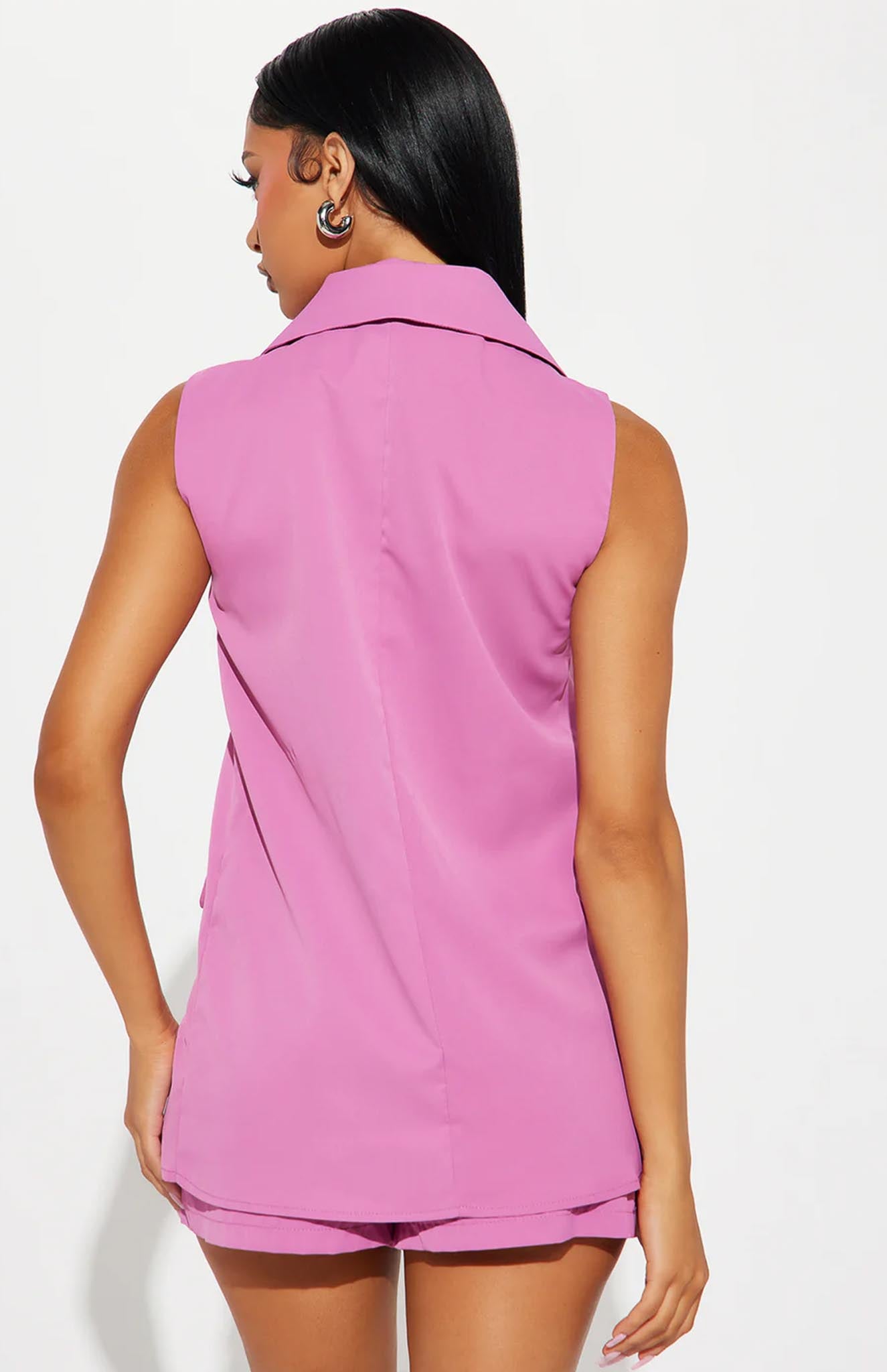 Pink Elegance Blazer Short Set | Power Suit