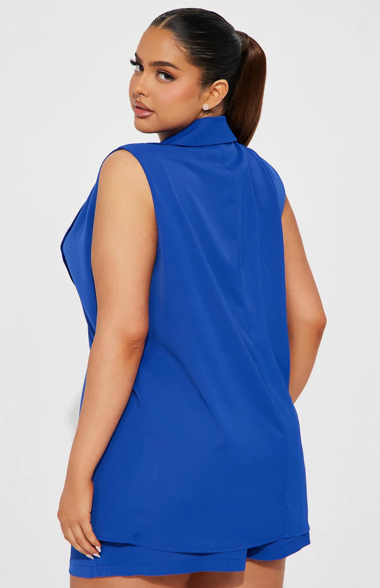 Cobalt Confidence Blazer Short Set | Blue Power Suit - Luxeliv Women