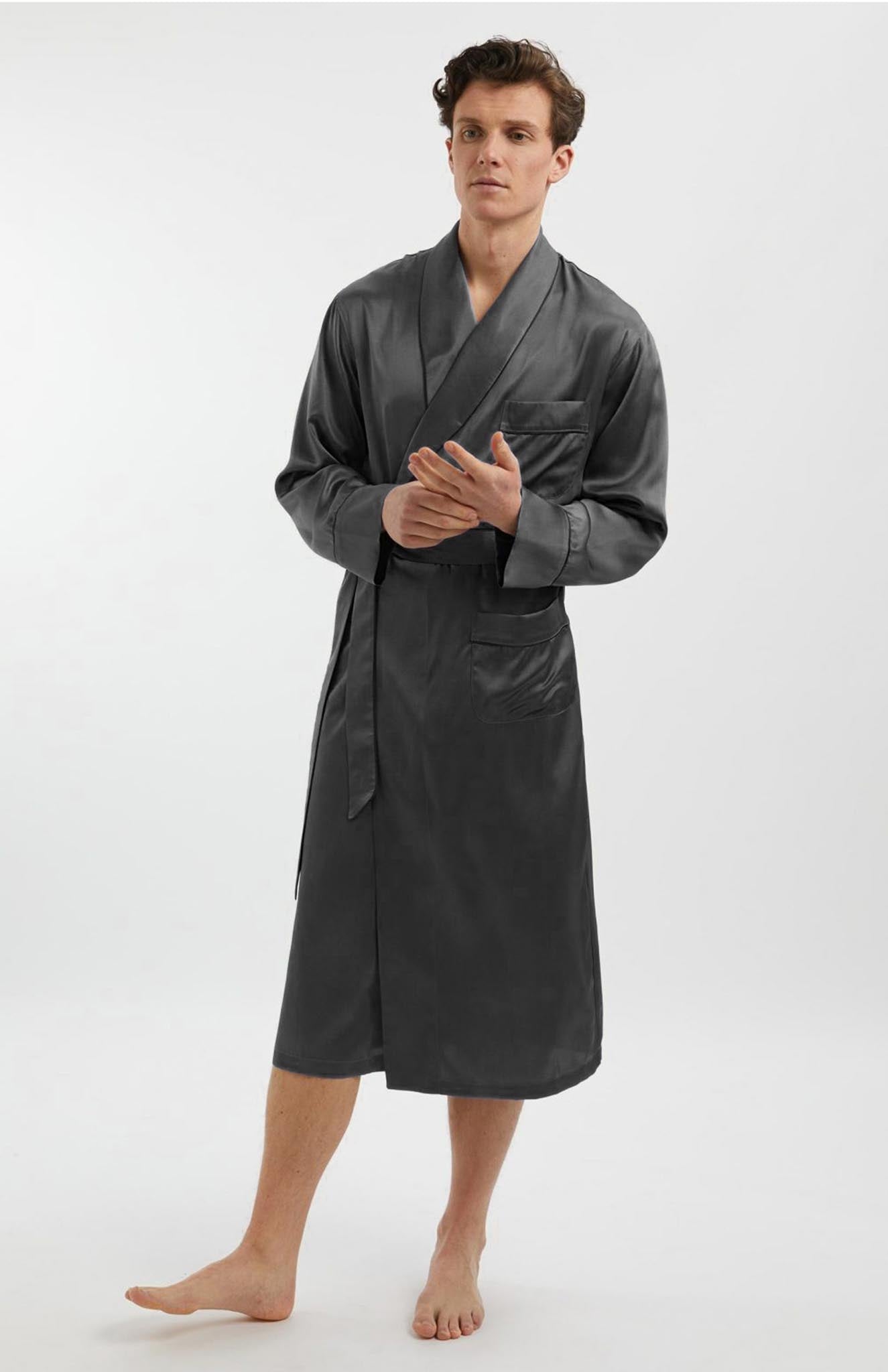 Charcoal Black Robe Luxurious Loungewear Collection for Men | Luxeliv