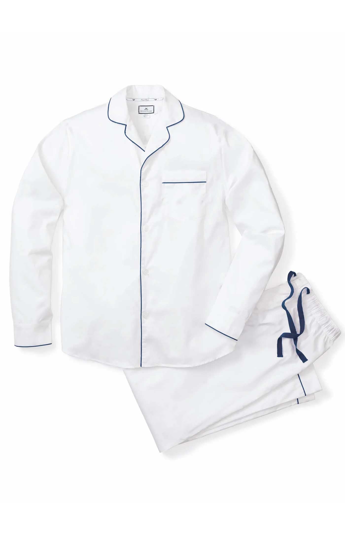 Mellow Moments | White Loungewear Set with Blue Details | 100% Cotton