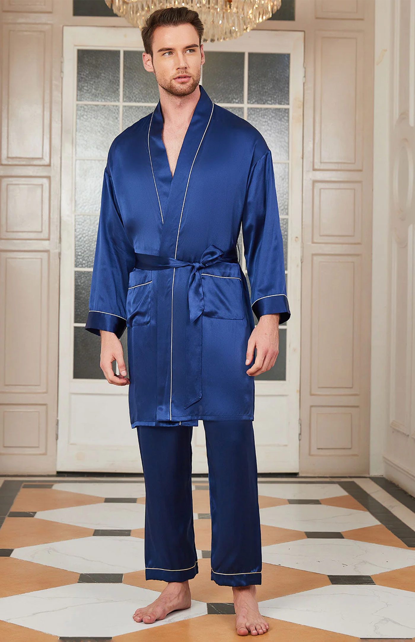 Blue Moon Gentleman’s Luxe Set | Satin Pyjama and Robe Duo