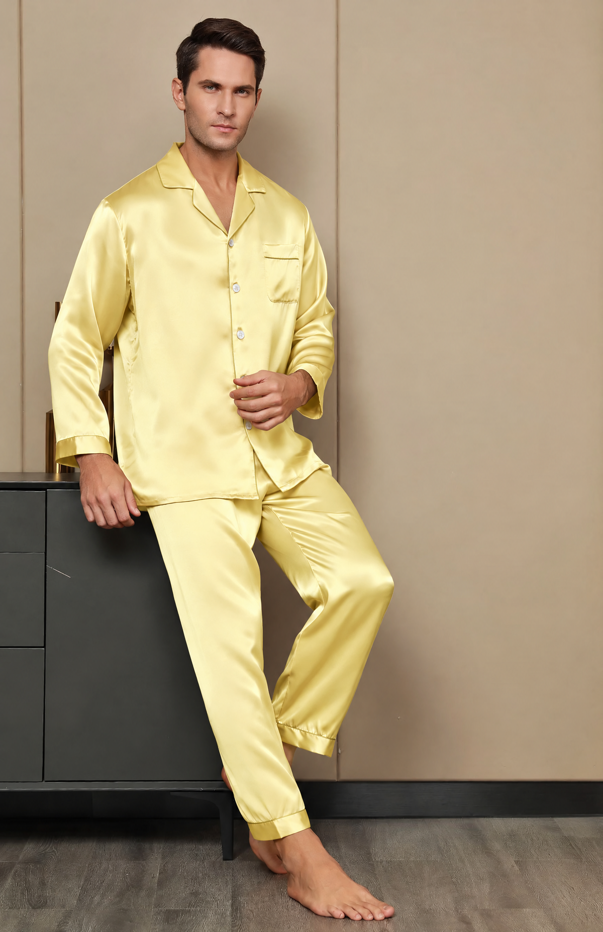 7 Shades Of Gold | Armani Satin Festive Luxury Loungewear Set for Men