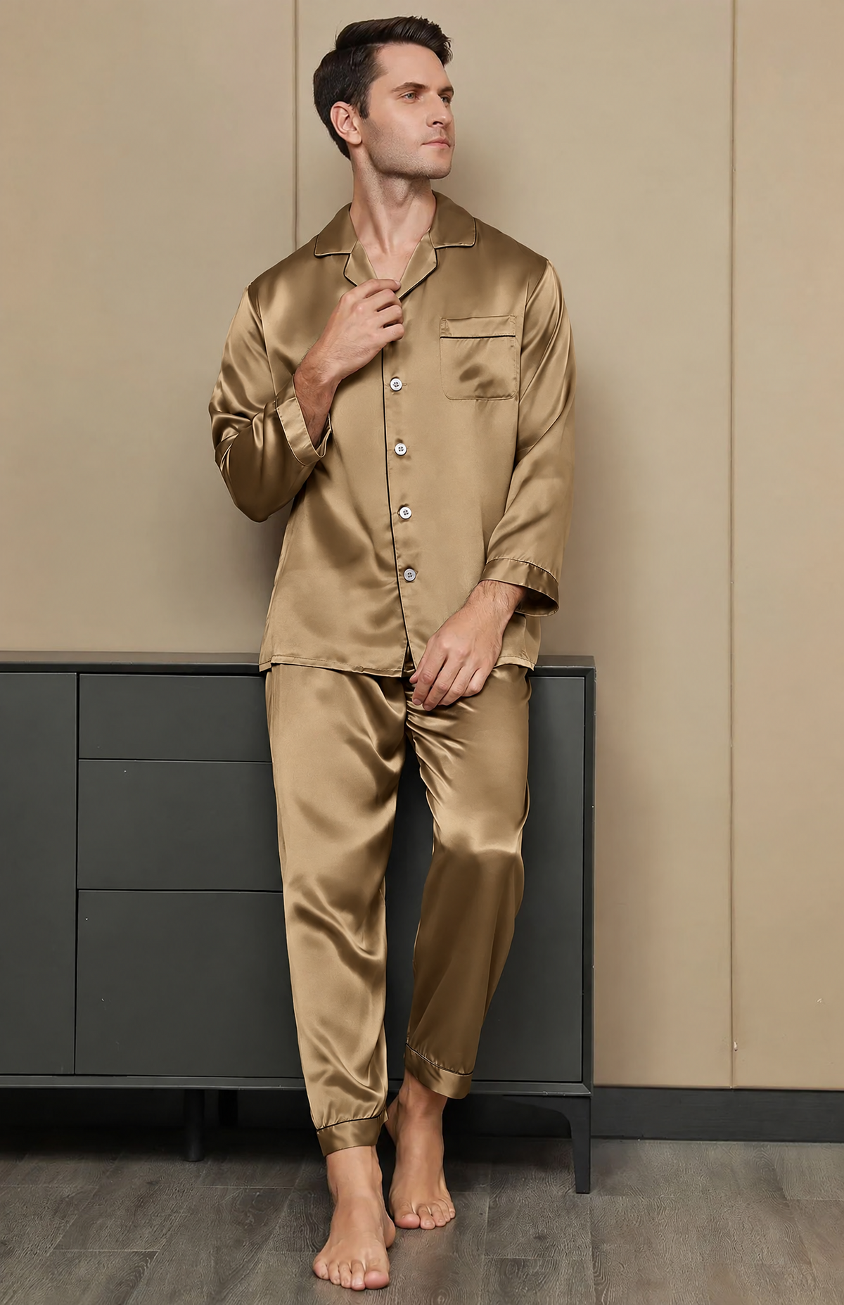 7 Shades Of Gold | Armani Satin Festive Luxury Loungewear Set for Men