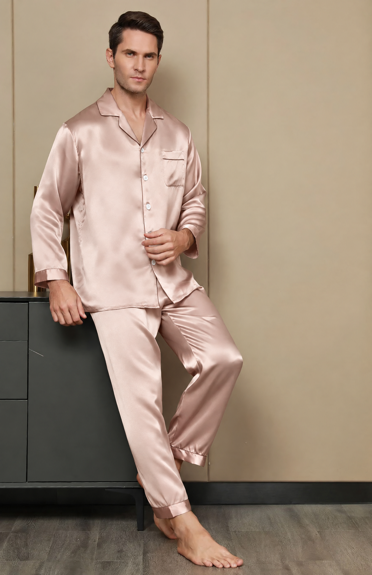 7 Shades Of Gold | Armani Satin Festive Luxury Loungewear Set for Men