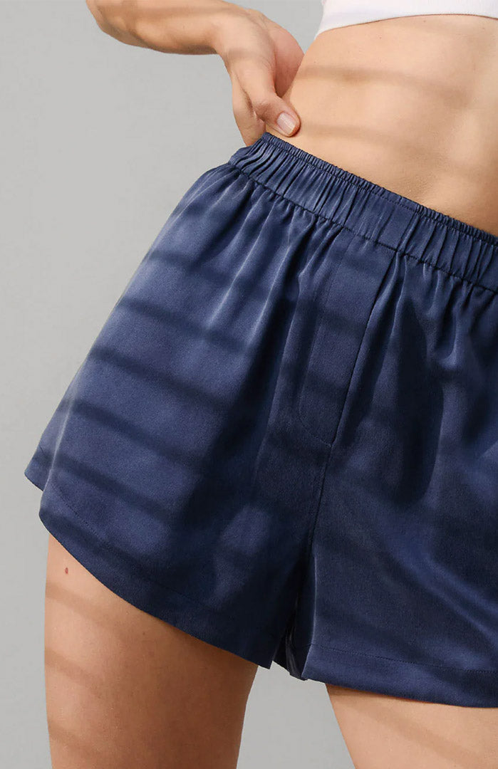 Midnight Luxe – Women’s Dark Blue Armani Satin Boxer Shorts