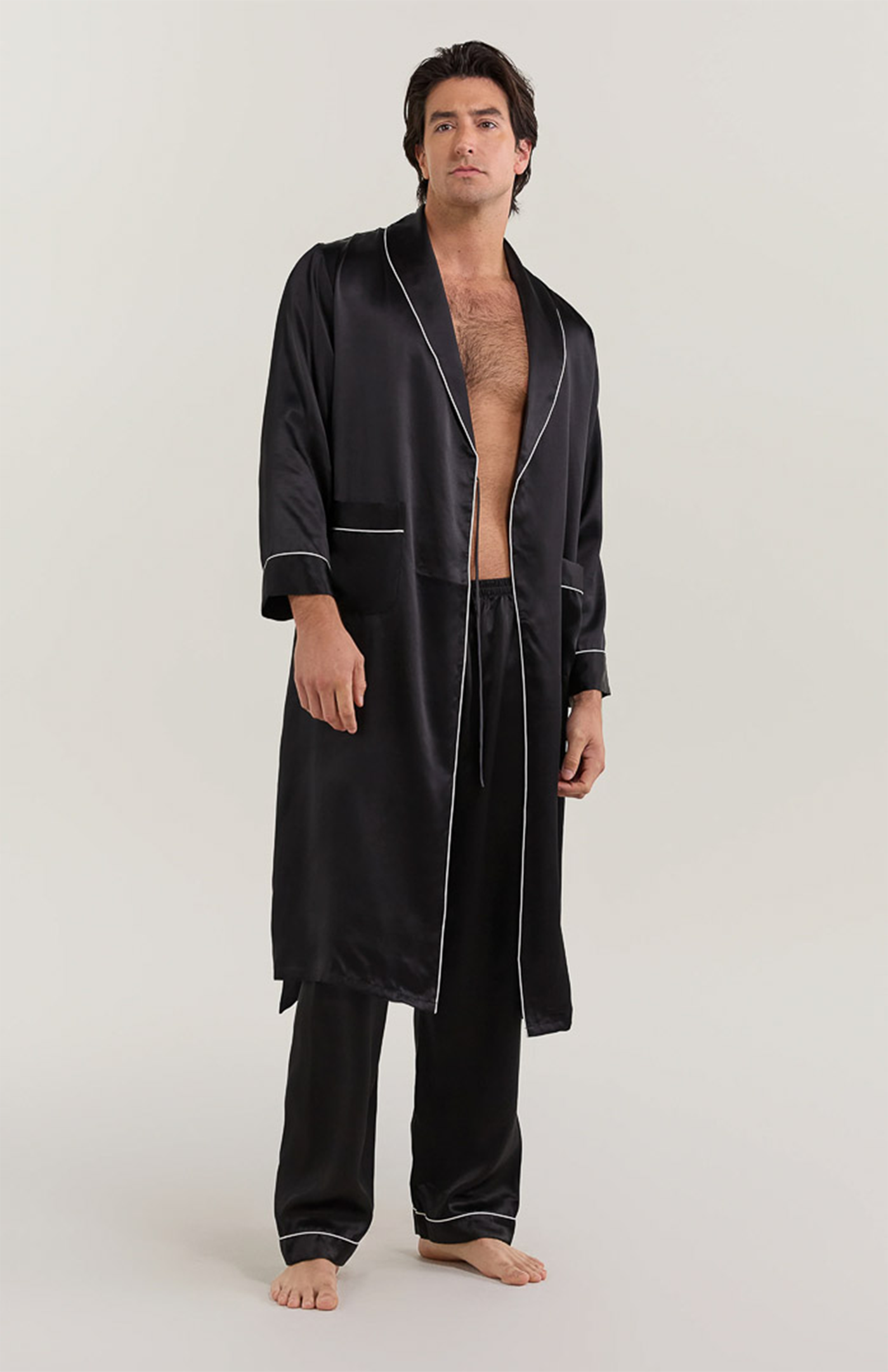 Black Satin Robe and Pyjama | Armani Satin