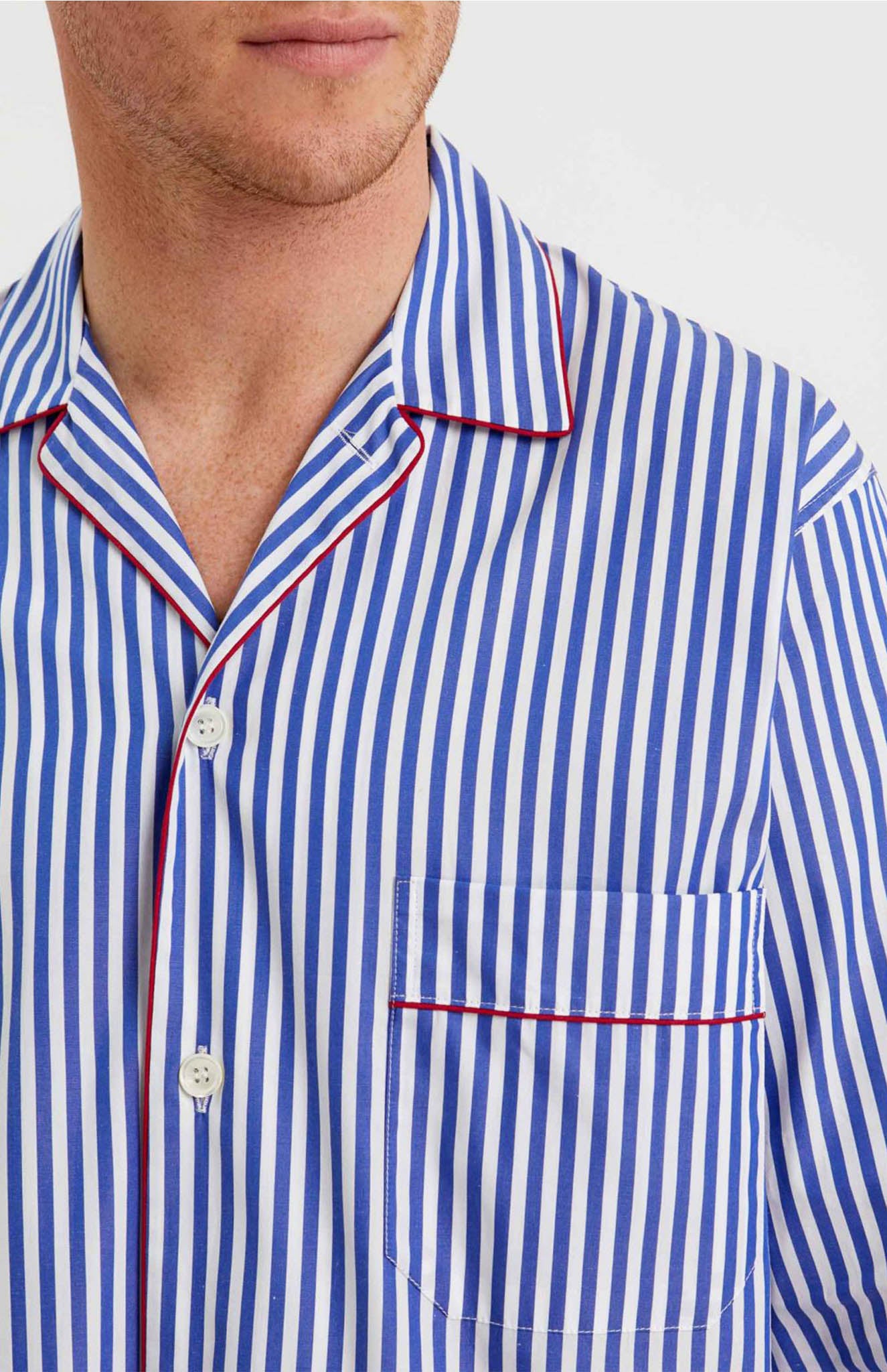 Sea Breeze Stripes | Lounge Wear Set | 100% Cotton | Luxeliv men's wear| sleepwear - blue and white stripes
