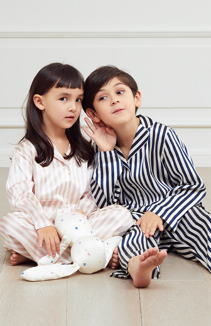 Happy Stripes Kids PJ Set | Luxe Unisex Sleepwear