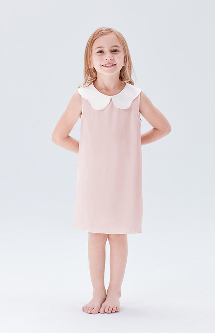 Daisy Collar Satin Dress – Kids Party & Casual Wear