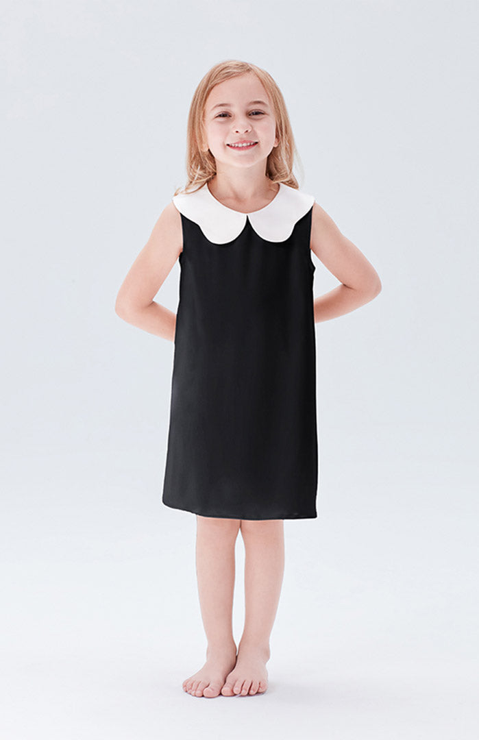 Daisy Collar Satin Dress – Kids Party & Casual Wear