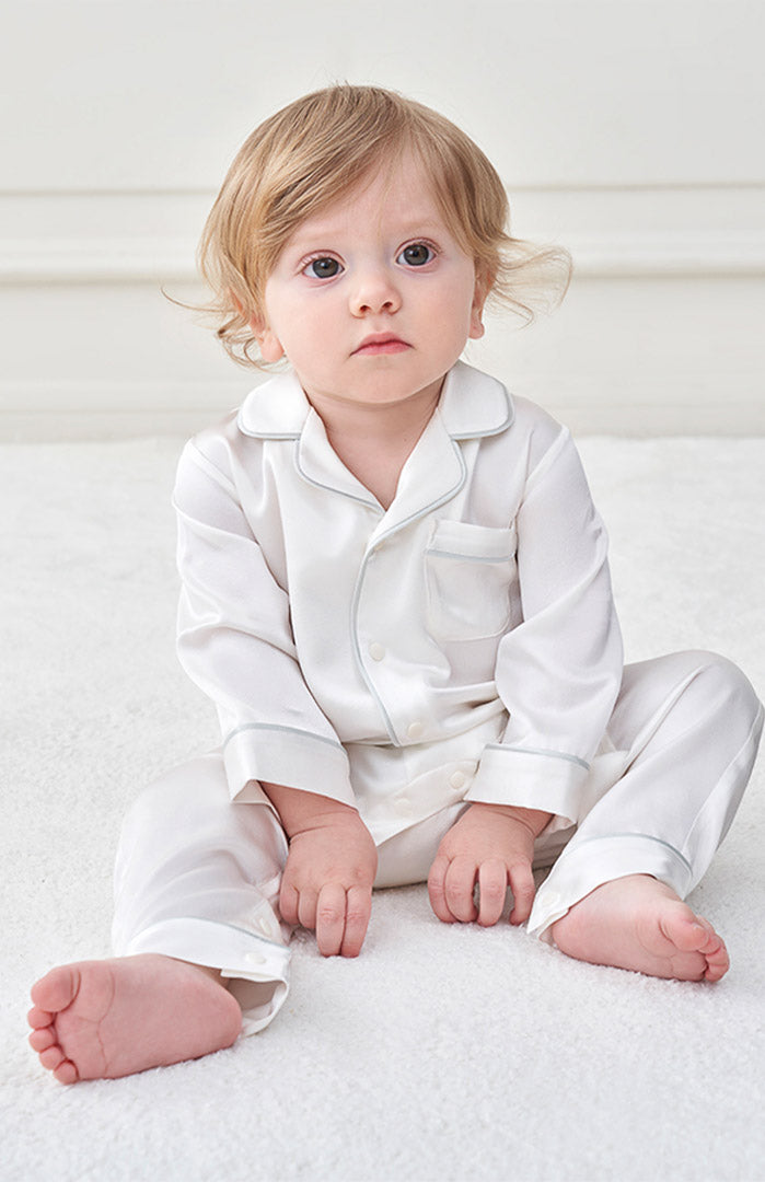 Pearl Puff Full sleeves Romper with Mittens | Satin Kids Wear