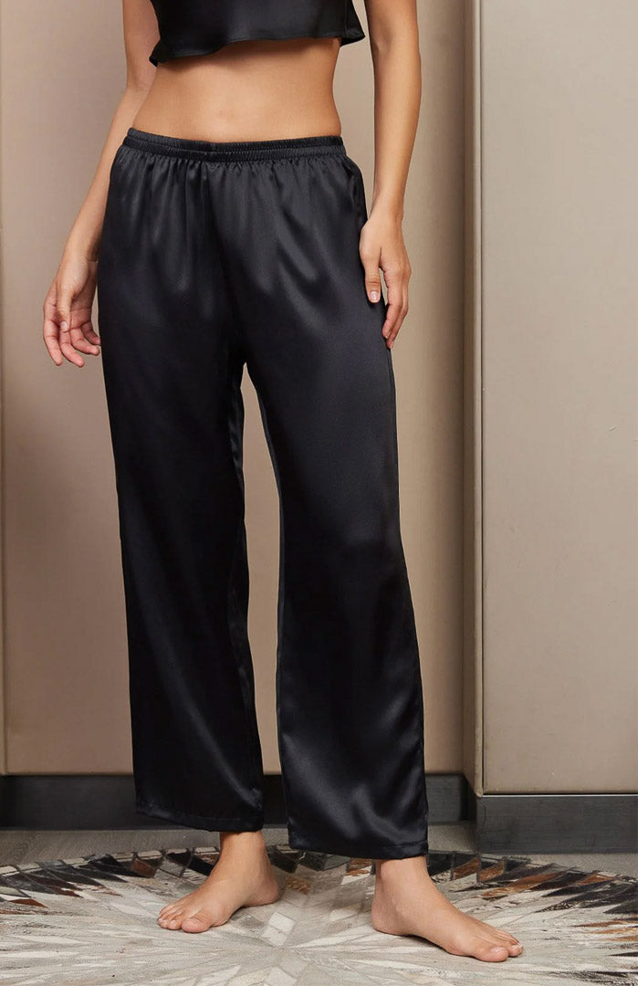 Black Satin Drape | Satin Relaxed Fit Pyjama