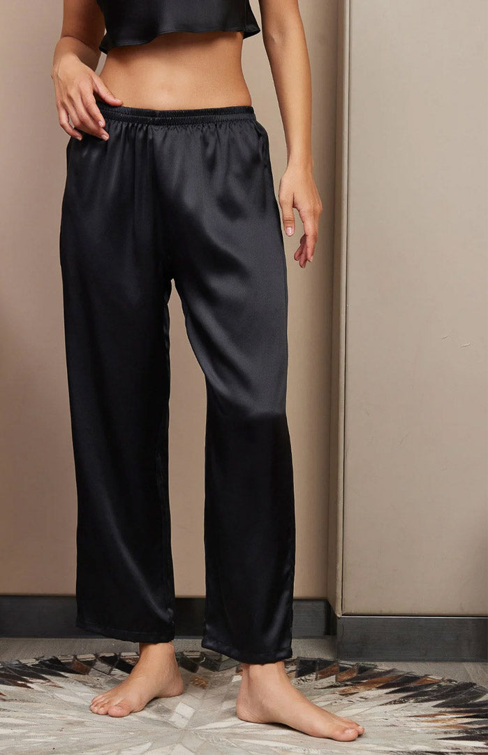 Black Satin Drape | Satin Relaxed Fit Pyjama