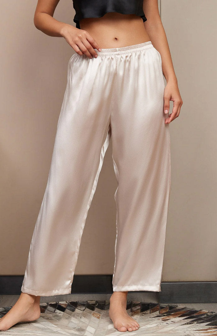 Ivory Satin Drape | Satin Relaxed Fit Pyjama