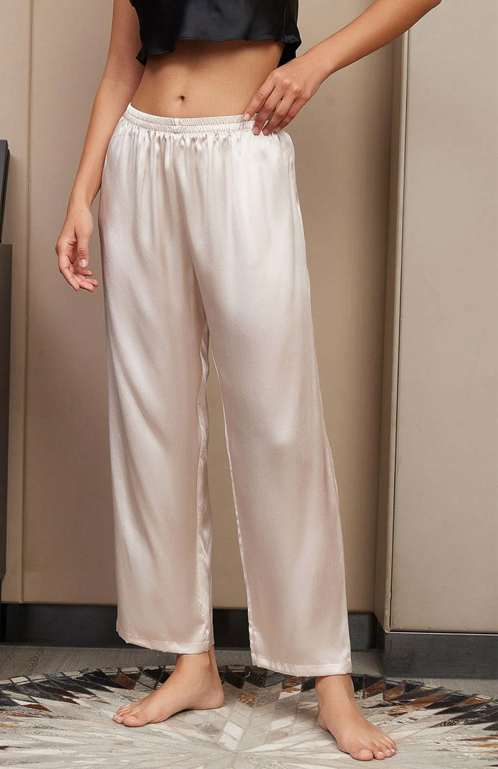 Ivory Satin Drape | Satin Relaxed Fit Pyjama
