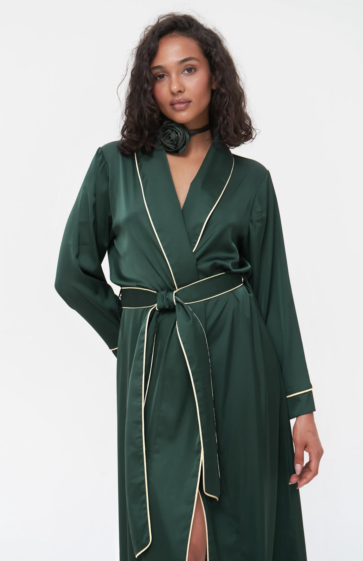 Emerald Green | Green Satin Robe