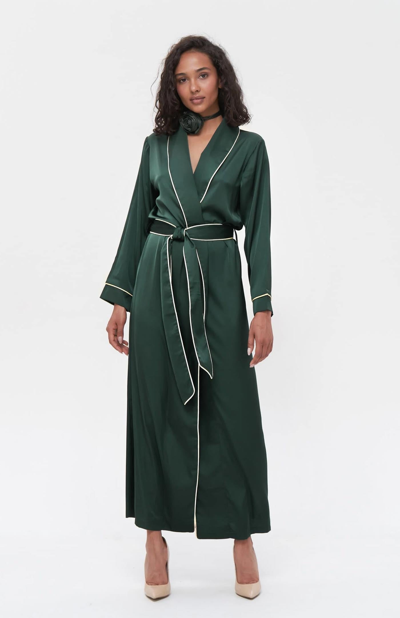 Emerald Green | Green Satin Robe